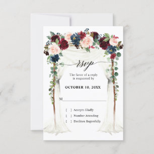 Cartons Réponse Mariage avec voûte florale en toile de fond marine