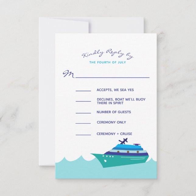 Cartons Réponse Mariage bateau de croisière (Devant)