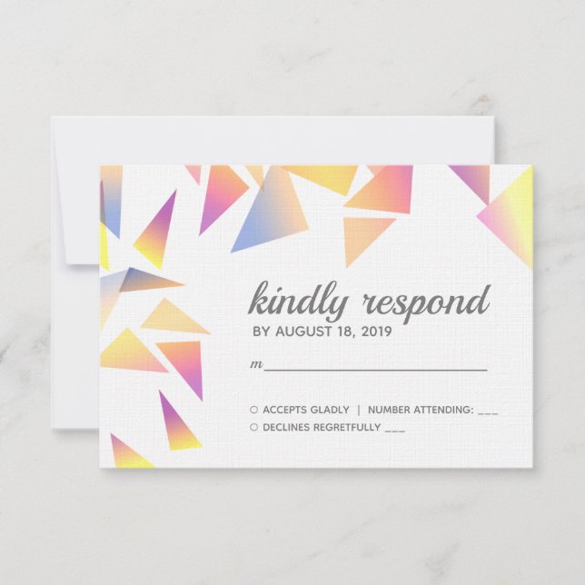 Cartons Réponse Mariage blanc Confetti multicolore Pastel (Devant)