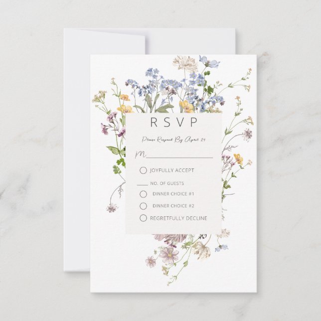 Cartons Réponse Mariage blanc Fleur sauvage Boho Delicate (Devant)