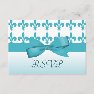 Cartons Réponse Mariage bleu et blanc Fleur De Lis