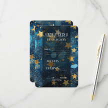 Mariage Bleu Étoiles Dorées