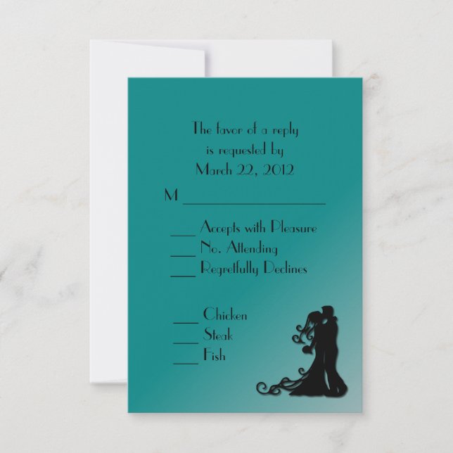 Cartons Réponse Mariage bleu Turquoise de mariée et de chambre (Devant)