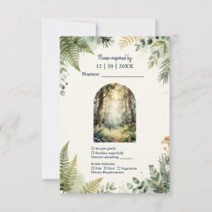 Cartons Réponse Mariage bohème aquarelle de la forêt enchantée ver