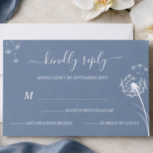 Cartons Réponse Mariage Bohème Fleur Sauvage Bleue
