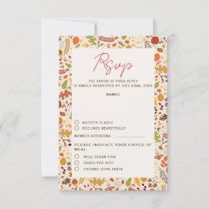 Cartons Réponse Mariage Bohème Floral Rustique Automne Chute