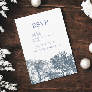 Cartons Réponse Mariage Boho Arbres Bleus Bas