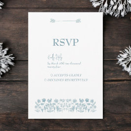 Cartons Réponse Mariage Boho Fleur sauvage bleu