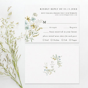 Cartons Réponse Mariage Boho Fleur sauvage moderne délicieuse