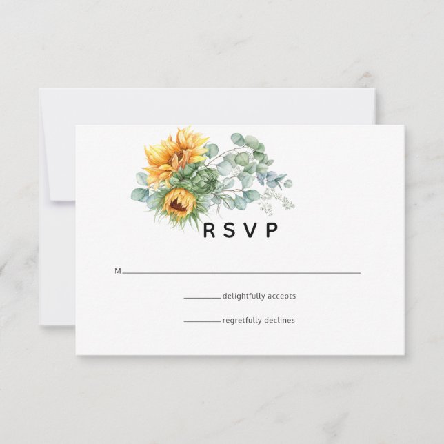 Cartons Réponse Mariage Boho Sunflower Eucalyptus (Devant)