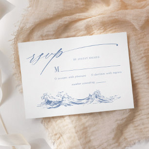 Cartons Réponse Mariage bord de mer bleu Chic Côtes