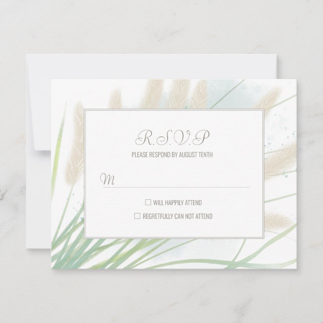 Cartons Réponse Mariage botanique côtier (Devant)