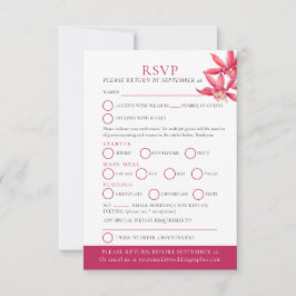 Cartons Réponse Mariage botanique de l'orchidée rouge