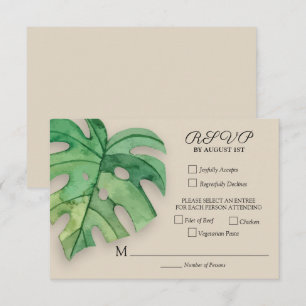 Cartons Réponse Mariage botanique de Monstère tropicale