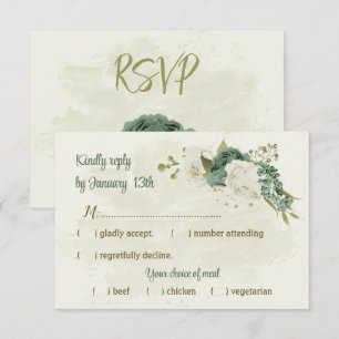 Cartons Réponse mariage botanique des fleurs blanches sauge
