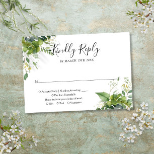 Cartons Réponse Mariage botanique Eucalyptus Greenery