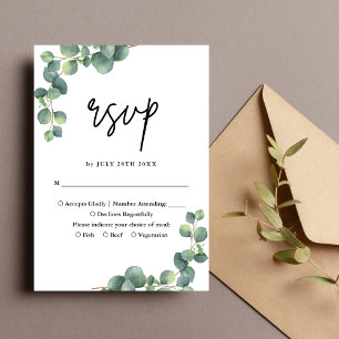 Cartons Réponse Mariage Botanique Rustique au Feuillage d'Eucalypt