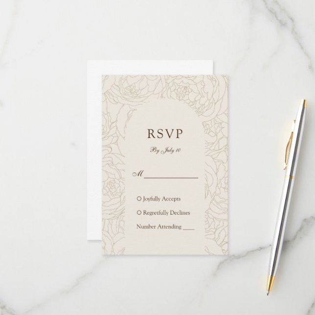 Cartons Réponse mariage Brown beige élégant (Devant/Arrière en situation)