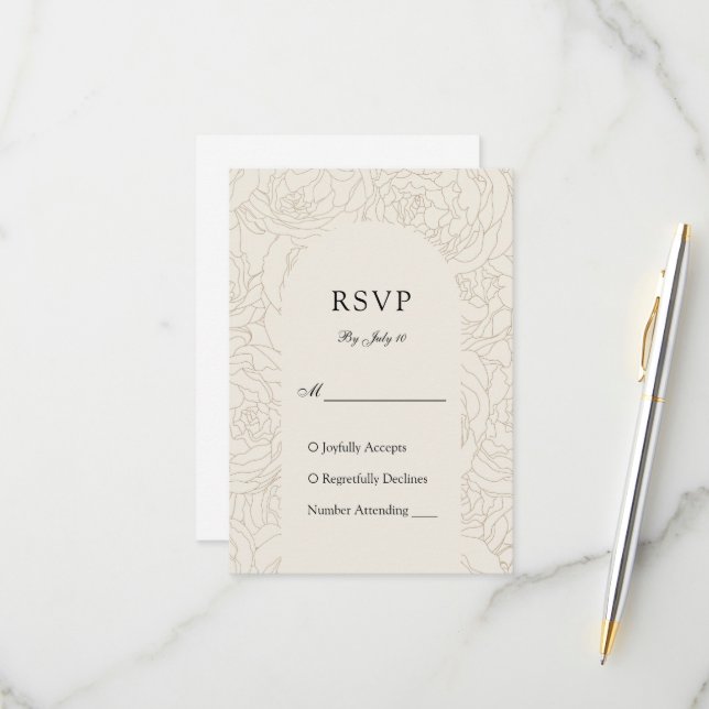 Cartons Réponse mariage Brown beige élégant (Devant/Arrière en situation)