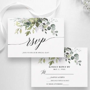Cartons Réponse Mariage Calligraphié de Verdure à l'Aquarelle