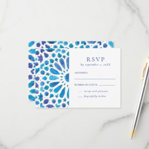 Cartons Réponse Mariage Carrelage Bleu Méditerranéen
