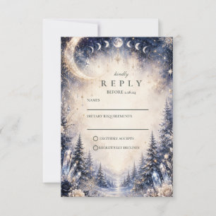 Cartons Réponse Mariage céleste d'hiver intemporel