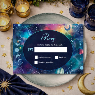 Cartons Réponse Mariage céleste moderne de phases lunaires de gala