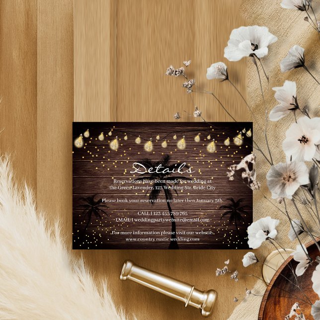 Cartons Réponse Mariage champêtre bohème rustique aux palmiers (Créateur téléchargé)