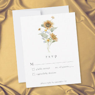 Cartons Réponse Mariage Champêtre Fleur de Tournesol Fleur Sauvage