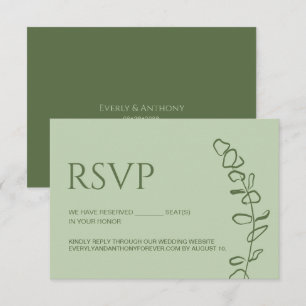 Cartons Réponse Mariage Chic Eucalyptus Vert Sauge Places réservée
