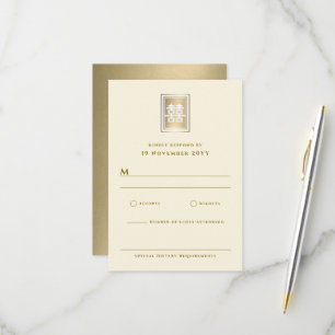Cartons Réponse Mariage chinois élégant Gold Double Happiness