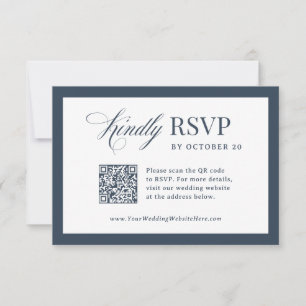 Cartons Réponse Mariage Classique Luxe Bleu Nuit avec Code QR Scan
