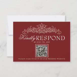 Cartons Réponse Mariage Code QR Argent Ancien Bourgogne Vintage