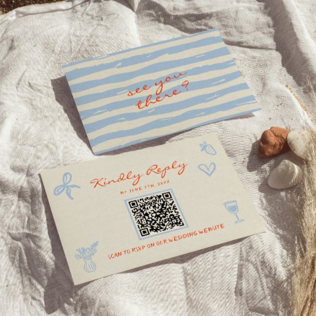 Cartons Réponse Mariage Code QR Dessiné à la Main Fantaisiste (Créateur téléchargé)