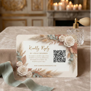 Cartons Réponse Mariage Code QR Floral Bohème Rustique