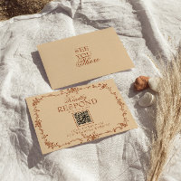Mariage Code QR Floral Orange Brûlé Terracotta