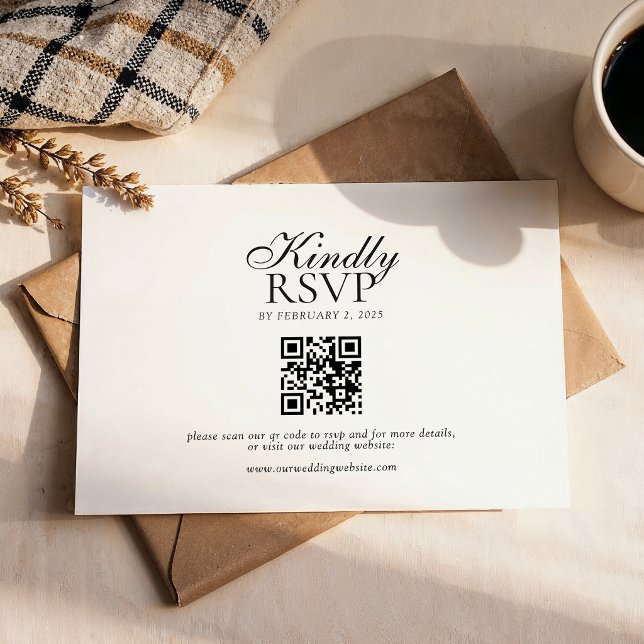 Cartons Réponse Mariage Code Qr Typographie De Script Moderne (Créateur téléchargé)