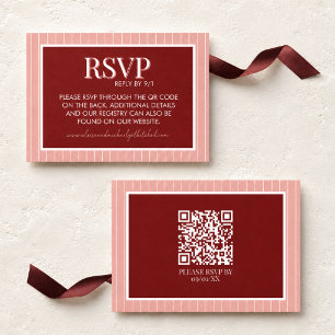 Cartons Réponse Mariage Contemporain Rose et Rouge Élégant