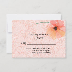 Cartons Réponse Mariage Coral Poppy et Flore