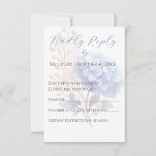 Cartons Réponse Mariage couleur bleu d'aquarelle romantique Pearl