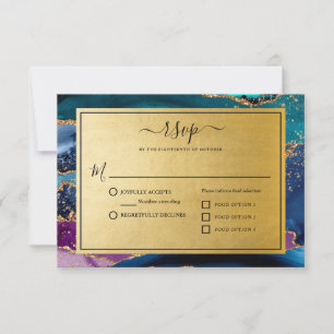 Cartons Réponse Mariage d'âge en marbre Parties scintillant or