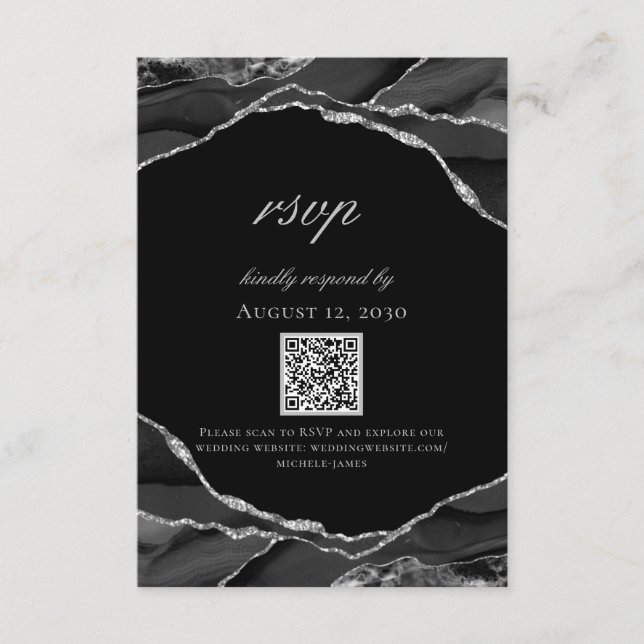 Cartons Réponse Mariage d'âge moderne de l'huile d'argent noir (Devant)