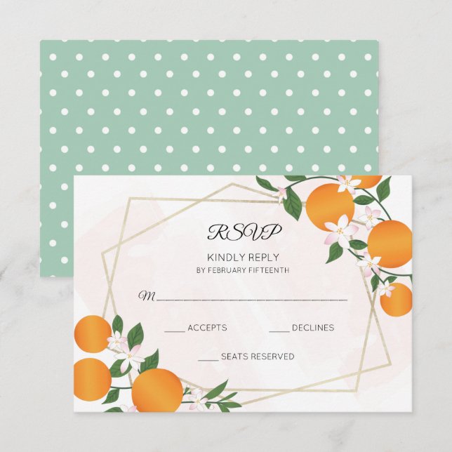 Cartons Réponse Mariage d'agrumes à fleurs orange (Devant / Derrière)