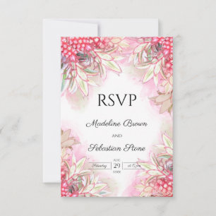 Cartons Réponse Mariage d'ananas rose exotique