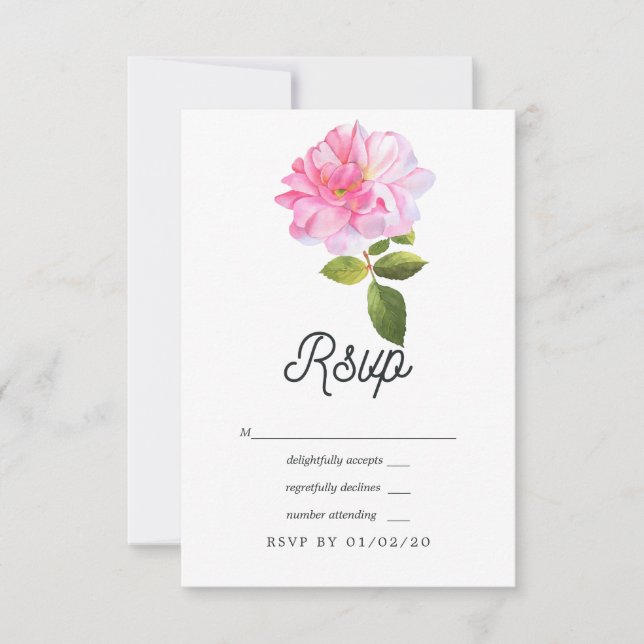 Cartons Réponse Mariage dans le jardin rose (Devant)