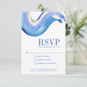 Cartons Réponse Mariage d'aquarelle bleu Art Abstrait contemporain