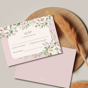Cartons Réponse Mariage d'aquarelle fleurie rose duveteuse