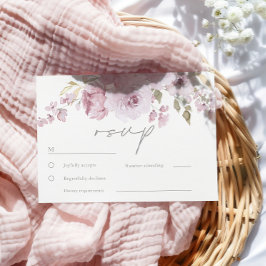 Cartons Réponse Mariage d'aquarelle florale Mauve Blush Dusty