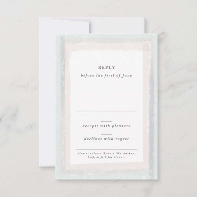 Cartons Réponse Mariage d'aquarelle rose et bleu (Devant)