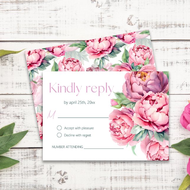 Cartons Réponse Mariage d'aquarelle rose pâle (Créateur téléchargé)